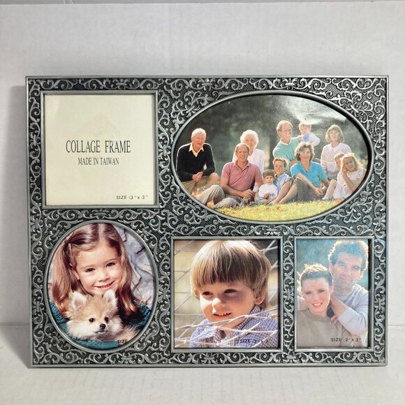 Vintage Collage 5 Photo Frame Metal Paisley Leaf Leaves Fleur de Lis No Glass - Picture 2 of 13